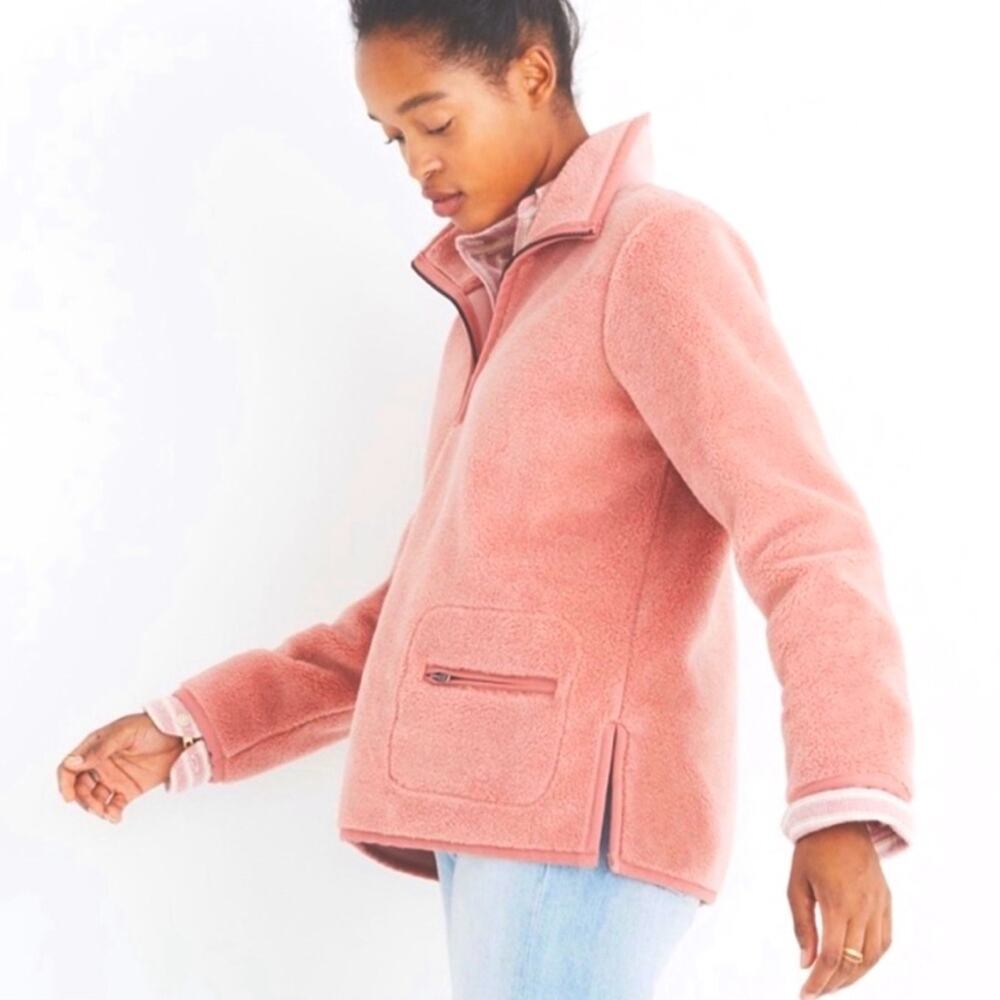 Madewell‎ Pink Sherpa Popover Top Fleece 1/4 Zip.